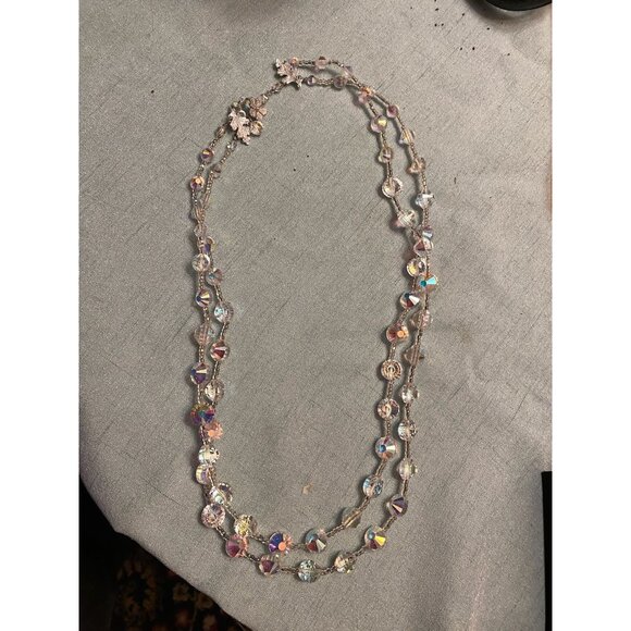 VENDOME Signed Aurora Borealis Crystal Necklace and Clip Earrings Set | 1950s Tw - Picture 3 of 7